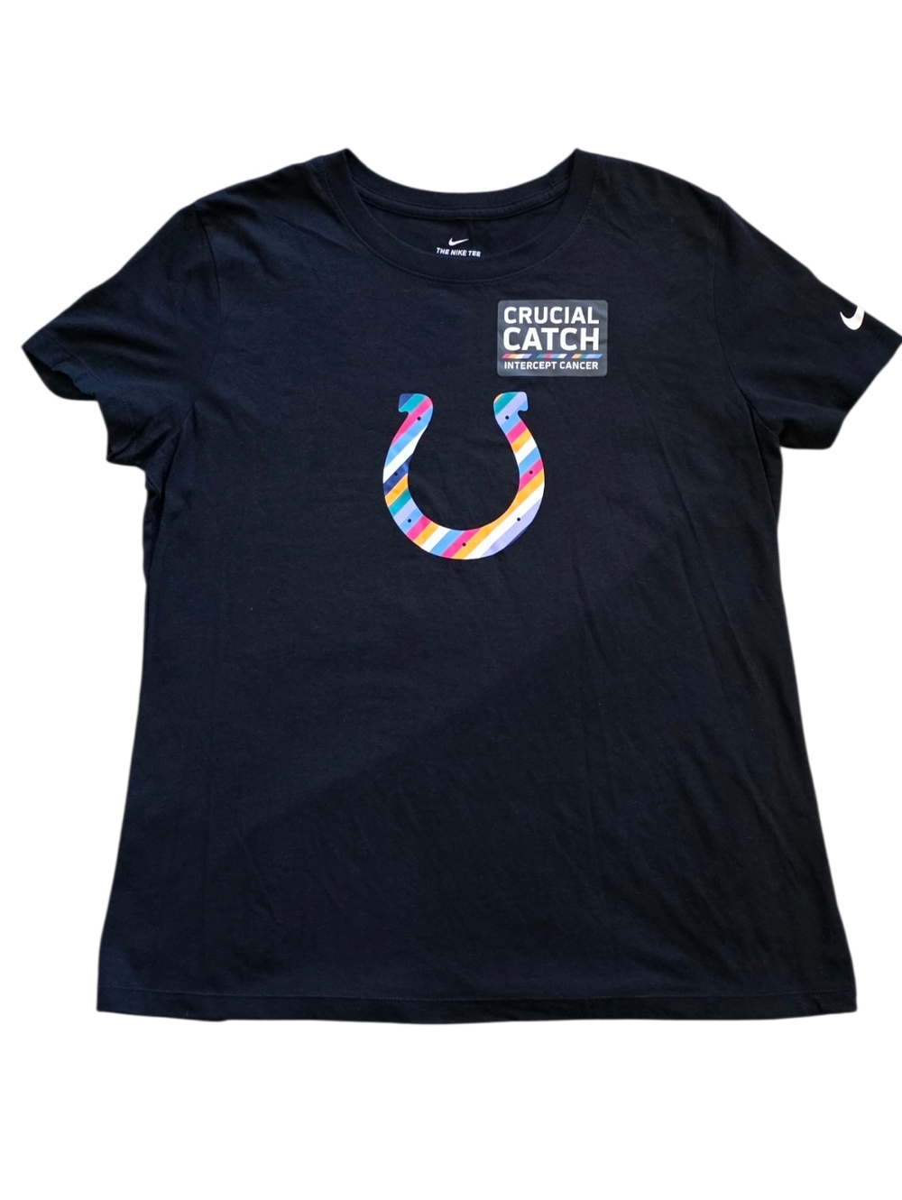 Indianapolis Colts Nike Large Black Crucial Catch Intercept Cancer Tee Shirt